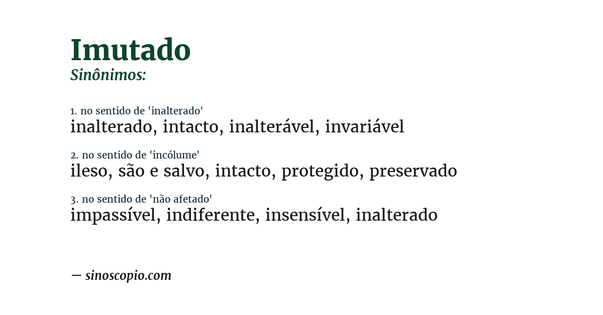 Sinônimo de imutado