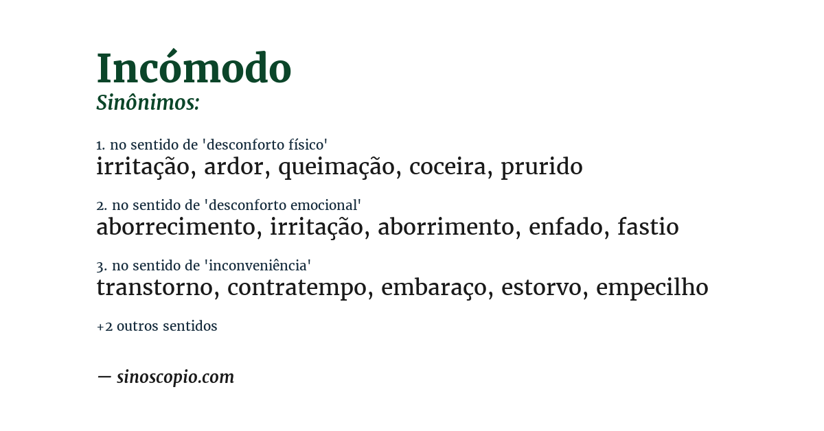 Sinônimo de incómodo