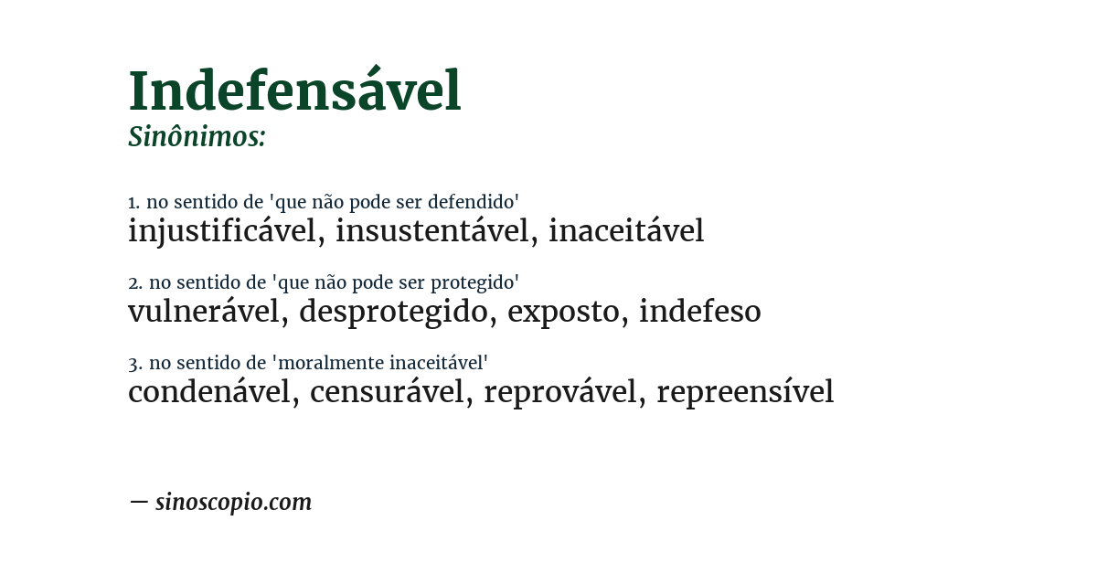 Sinônimo de indefensável