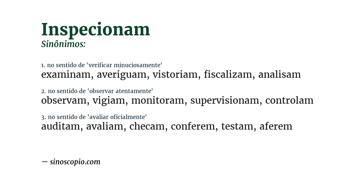 Sinônimo de inspecionam