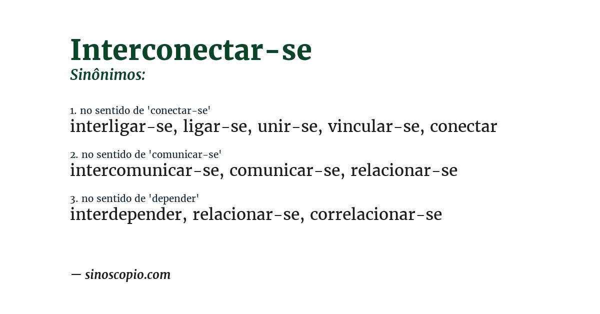 Sinônimo de interconectar-se