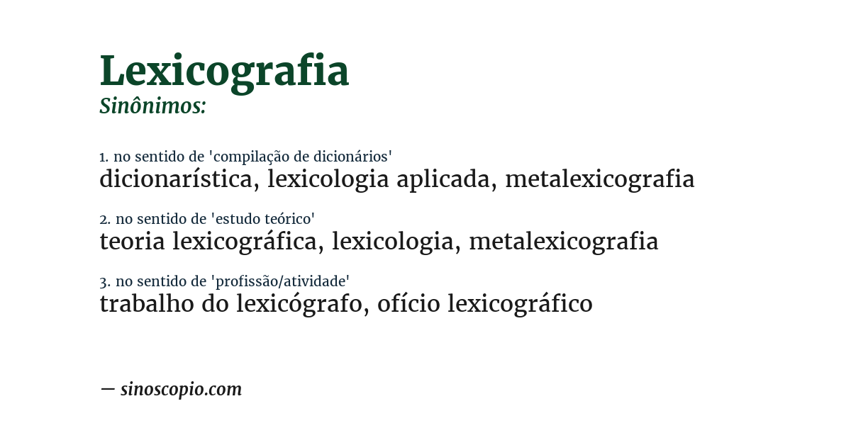 Sinônimo de lexicografia