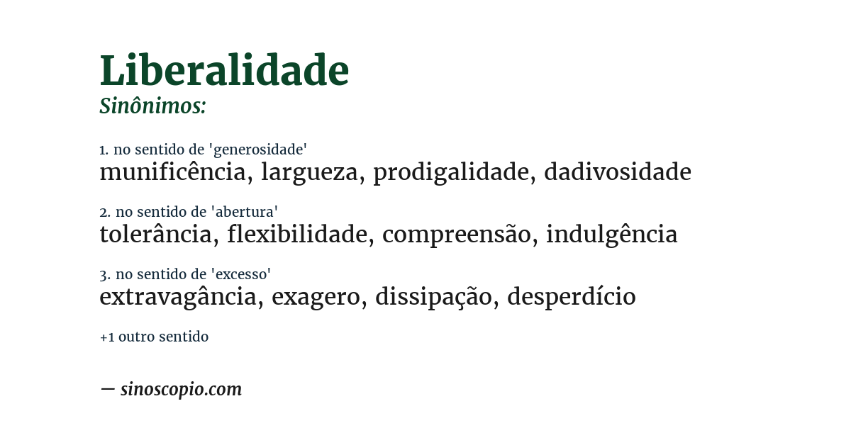 Sinônimo de liberalidade