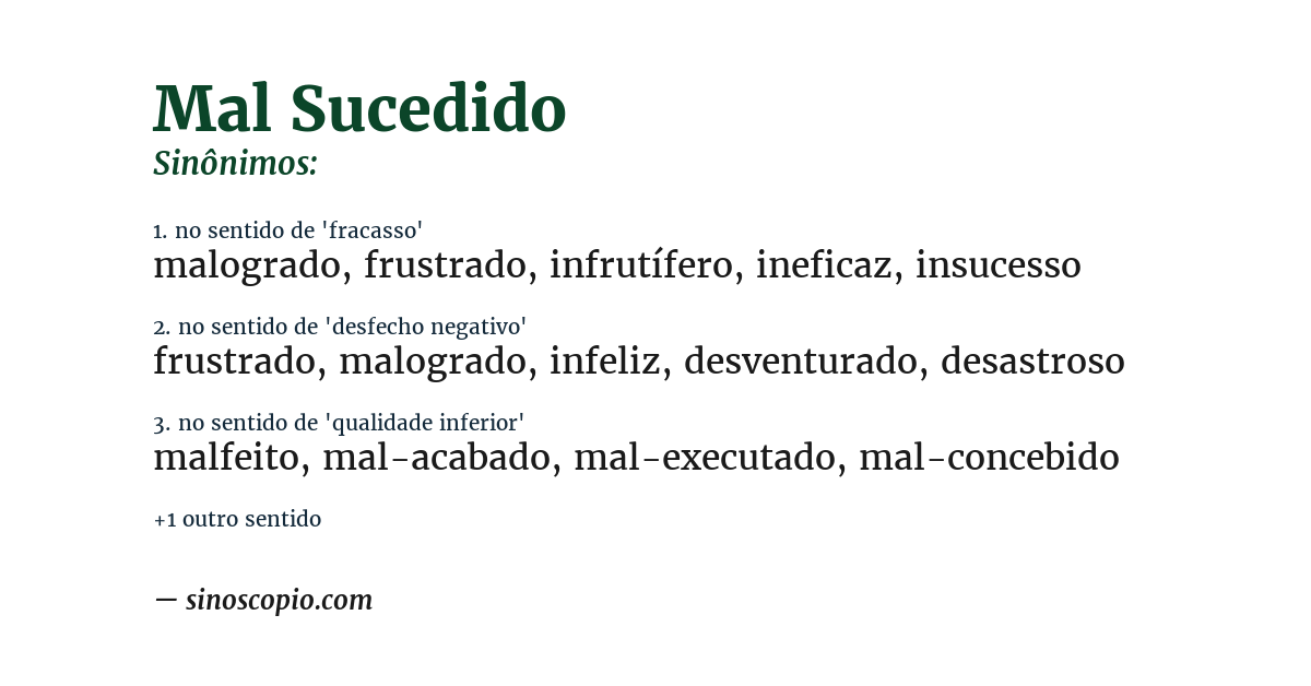 Sinônimo de mal sucedido