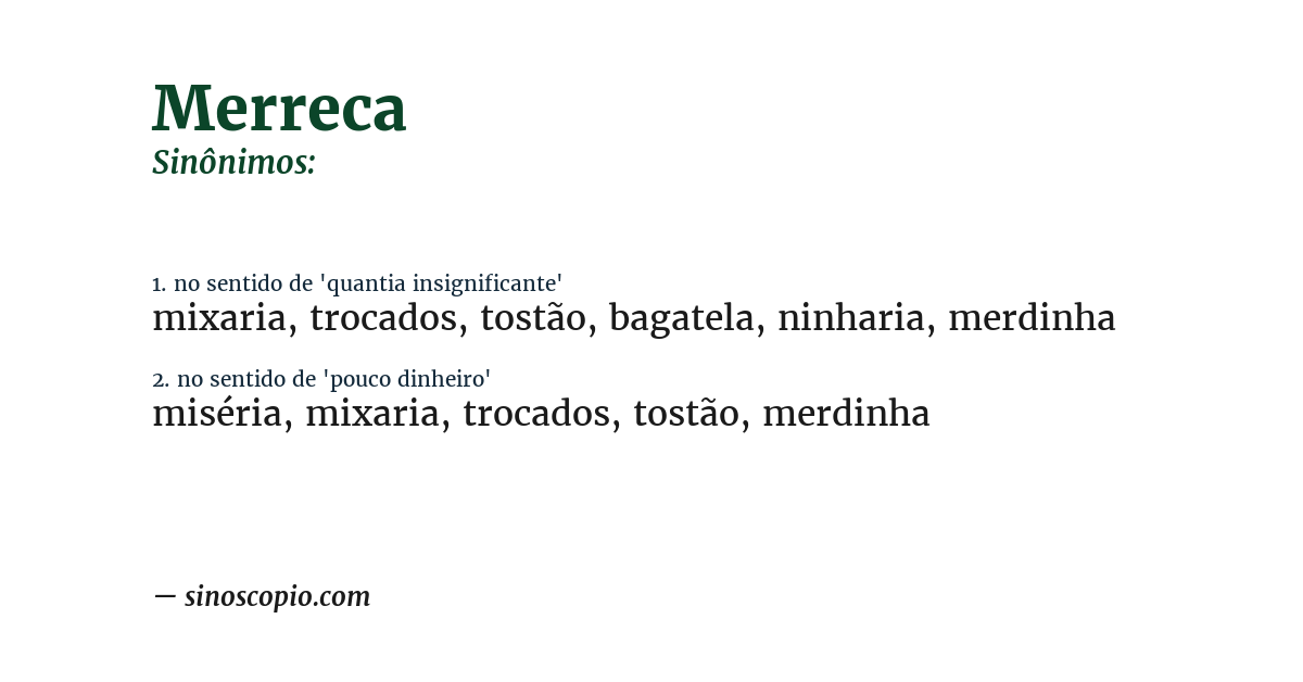Sinônimo de merreca