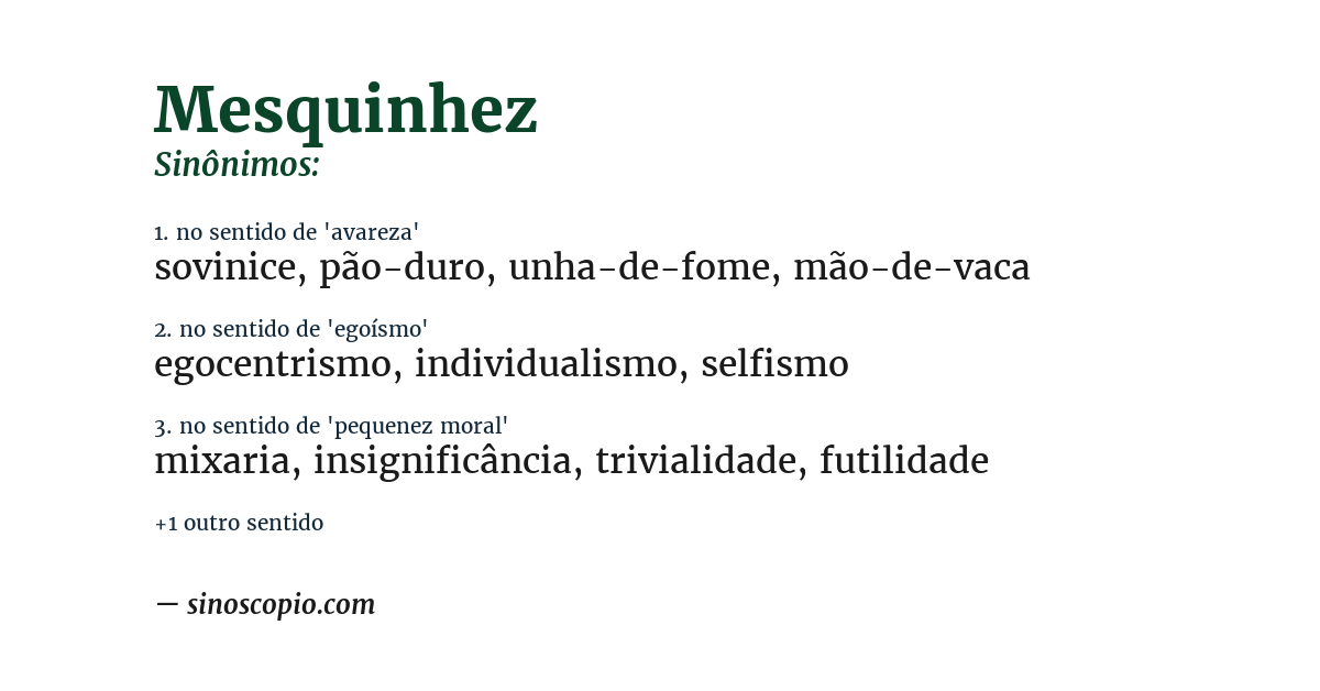 Sinônimo de mesquinhez