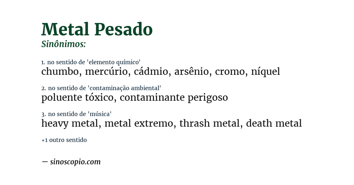 Sinônimo de metal pesado