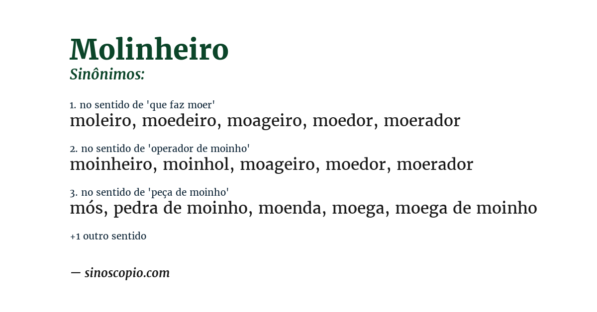 Sinônimo de molinheiro
