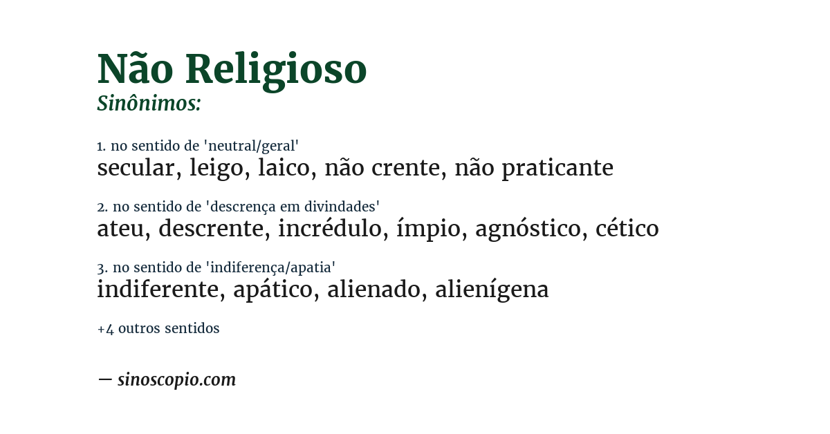 Sinônimo de não religioso