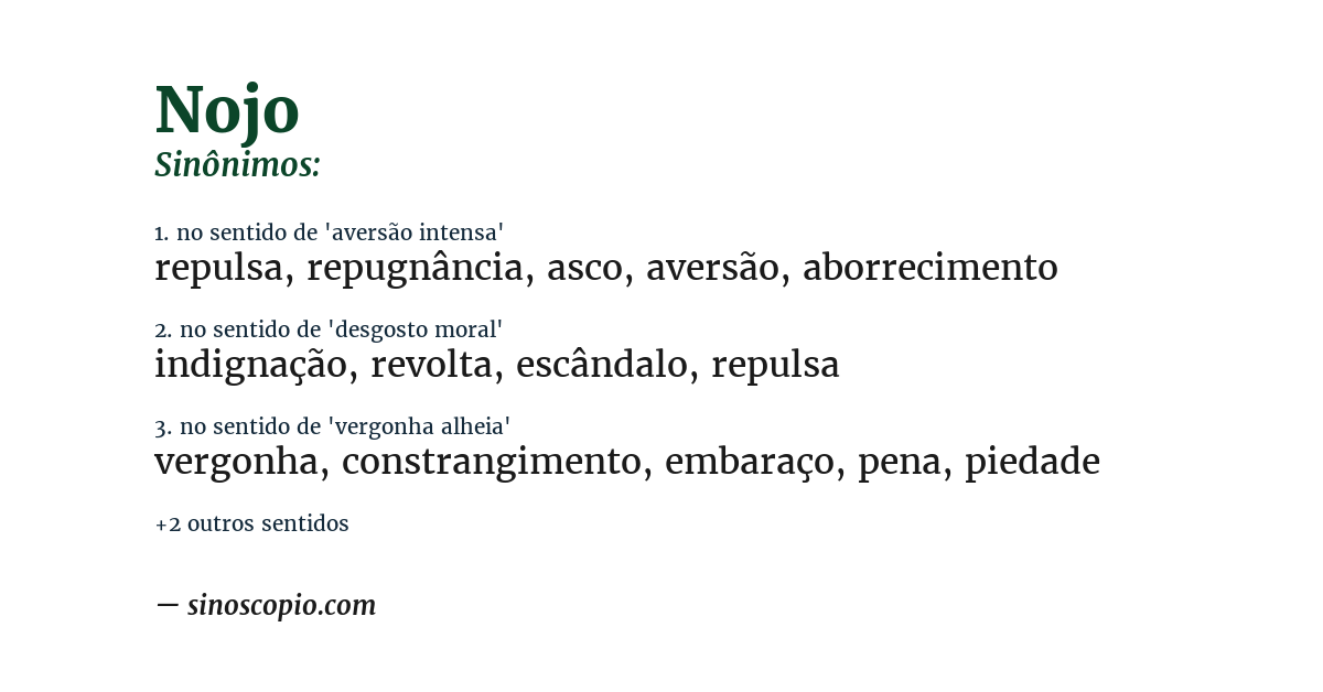 Sinônimo de nojo