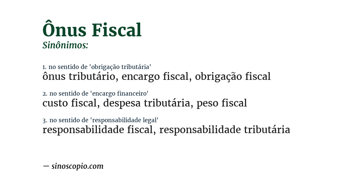 Sinônimo de ônus fiscal