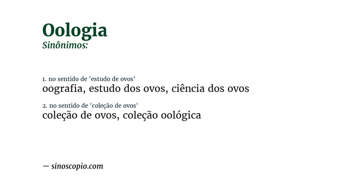 Sinônimo de oologia