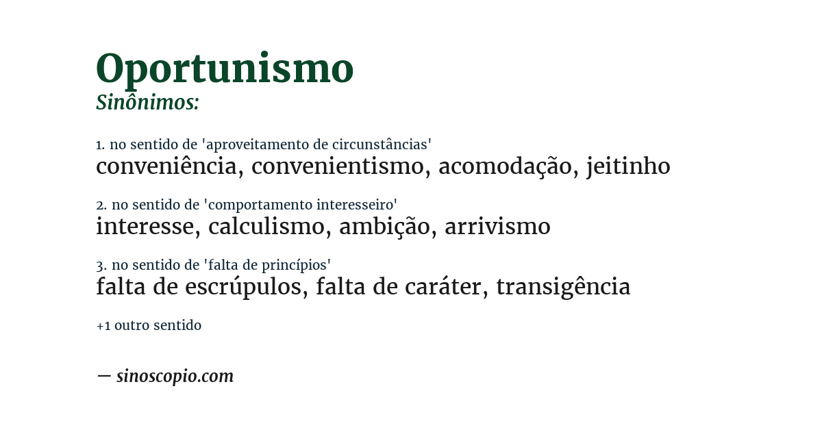 Sinônimo de oportunismo