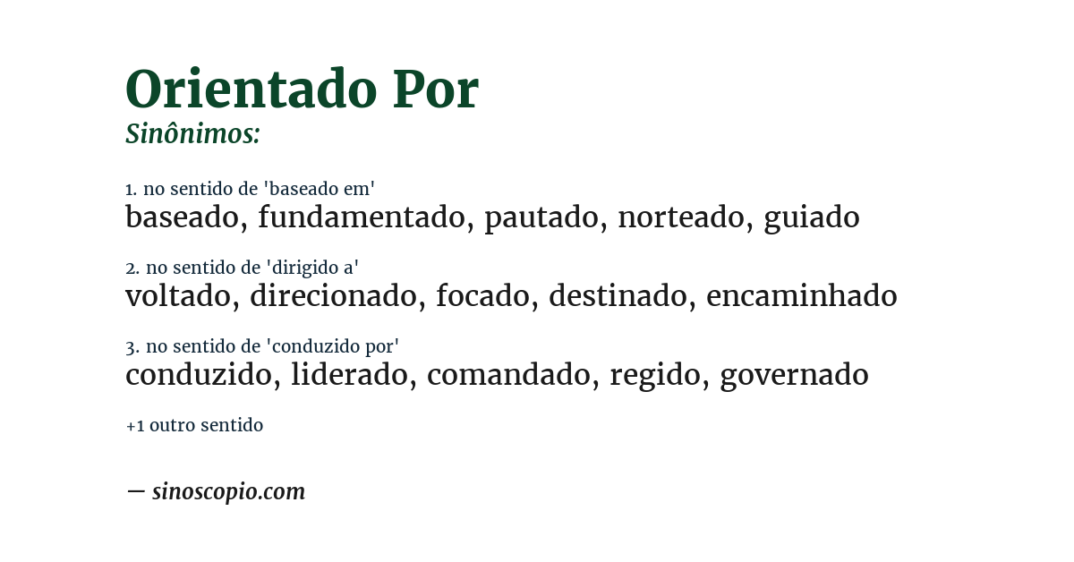 Sinônimo de orientado por