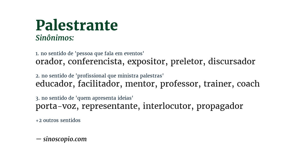 Sinônimo de palestrante