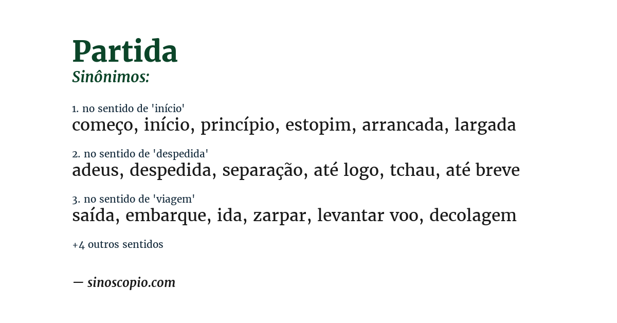 Sinônimo de partida