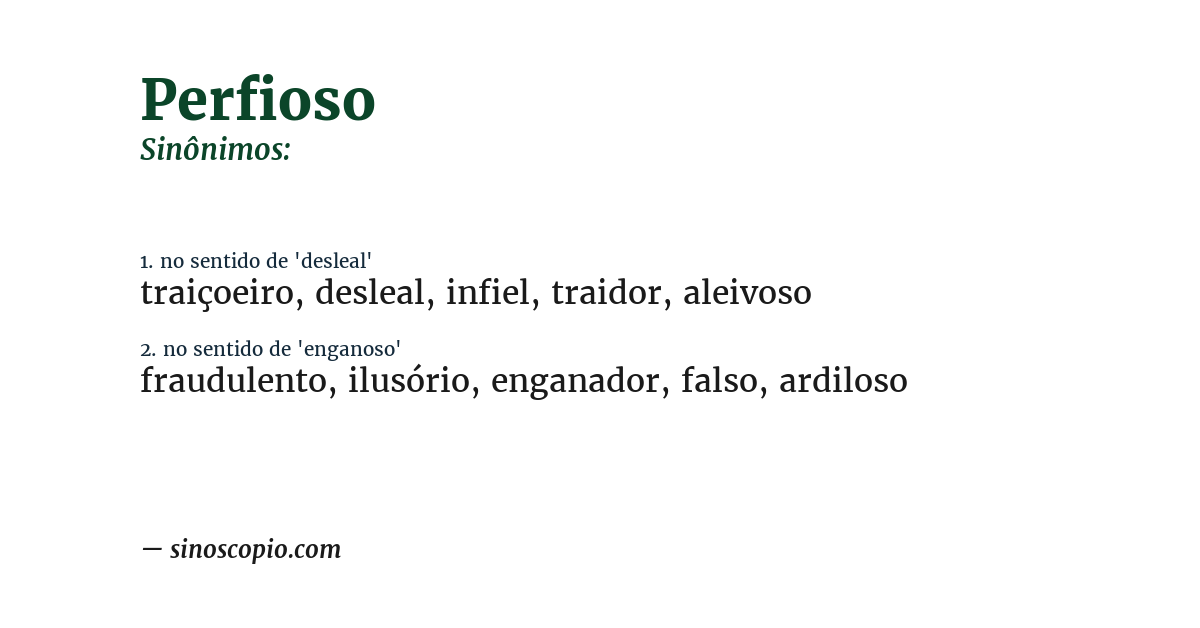 Sinônimo de perfioso