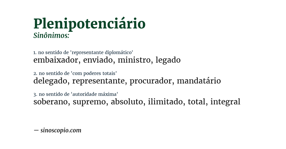 Sinônimo de plenipotenciário