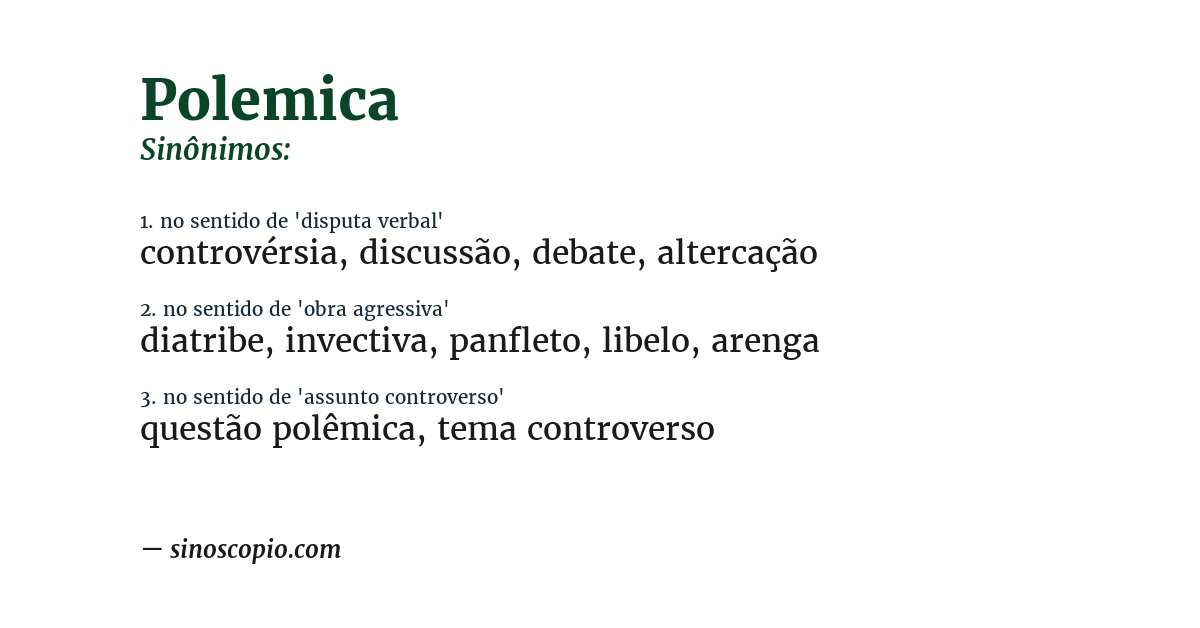 Sinônimo de polemica