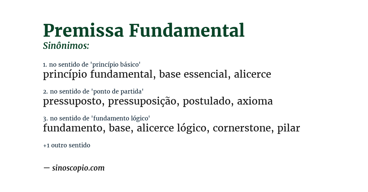 Sinônimo de premissa fundamental
