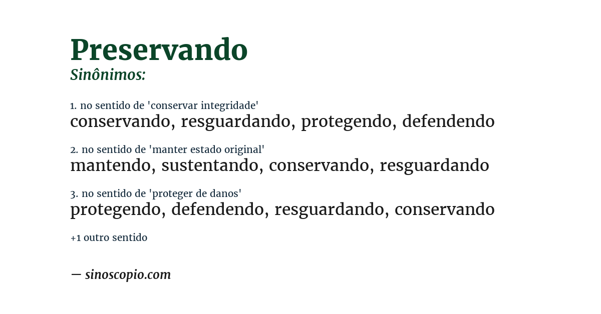 Sinônimo de preservando