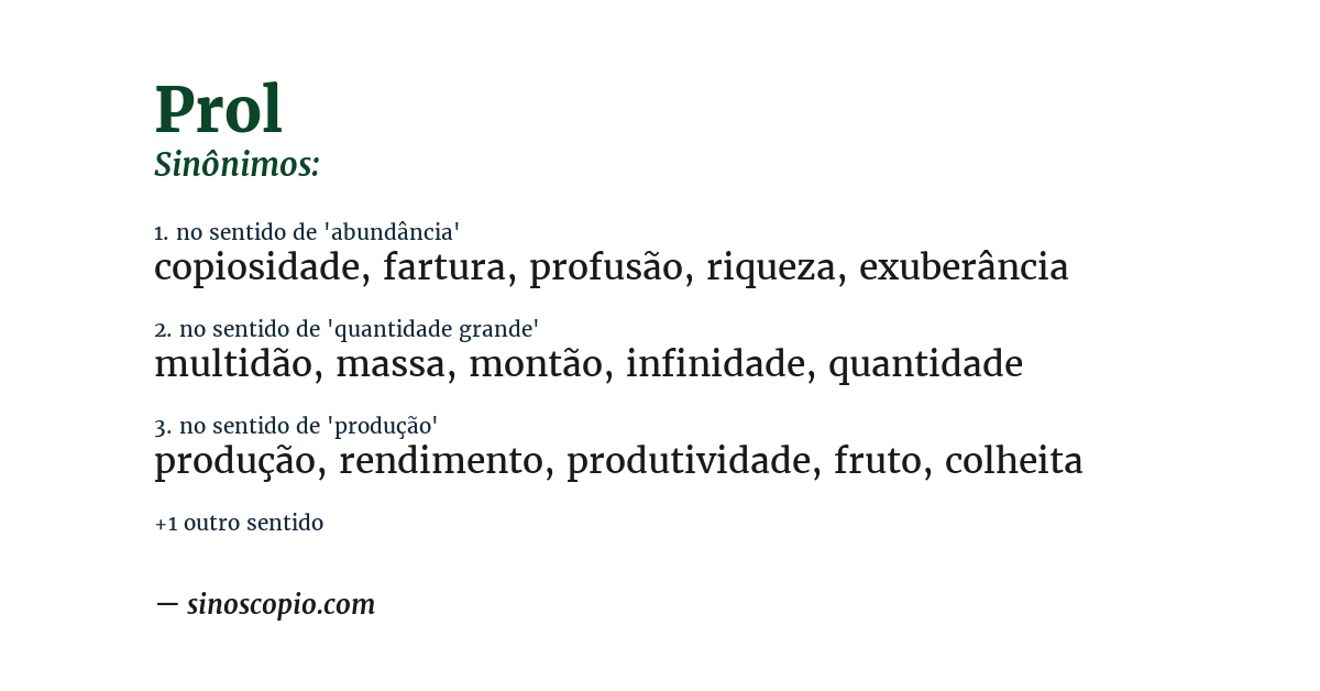 Sinônimo de prol