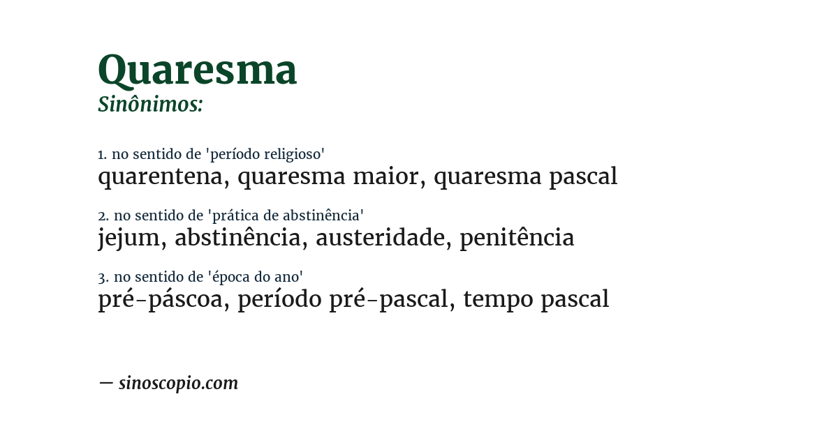 Sinônimo de quaresma