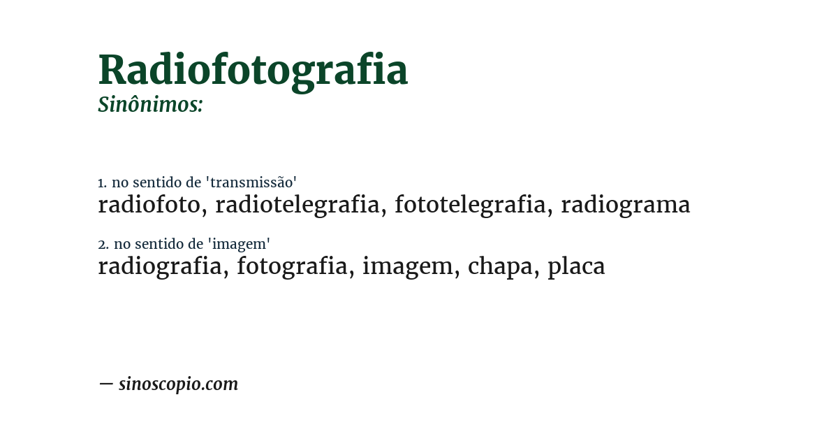 Sinônimo de radiofotografia