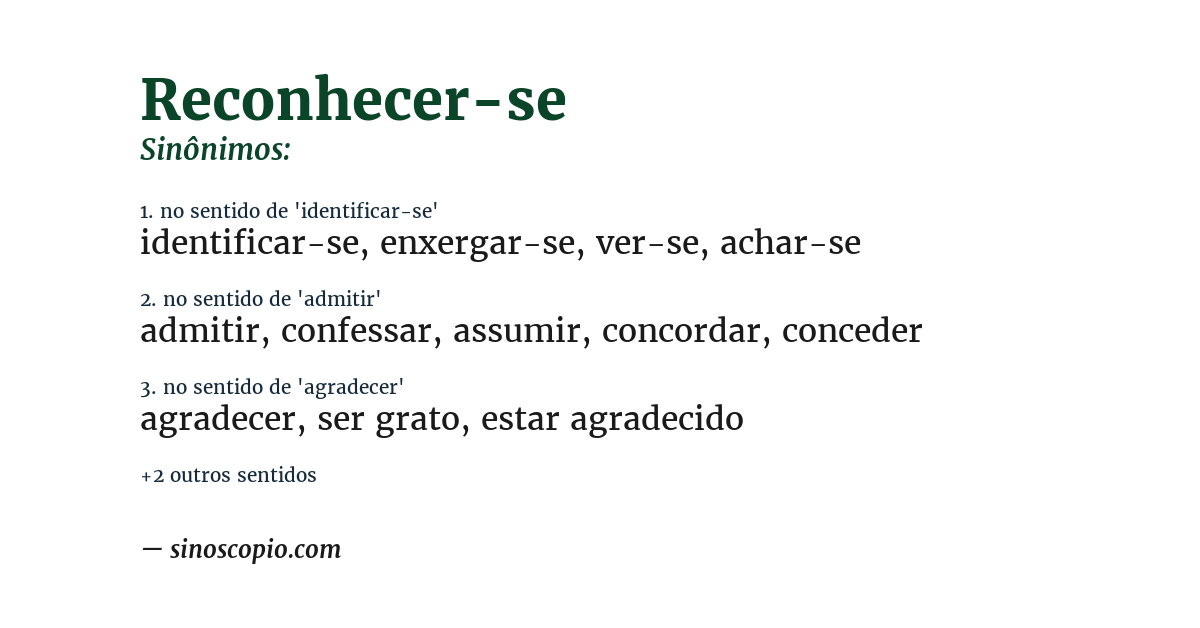 Sinônimo de reconhecer-se
