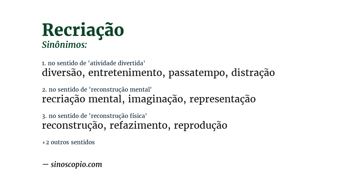 Sinônimo de recriação