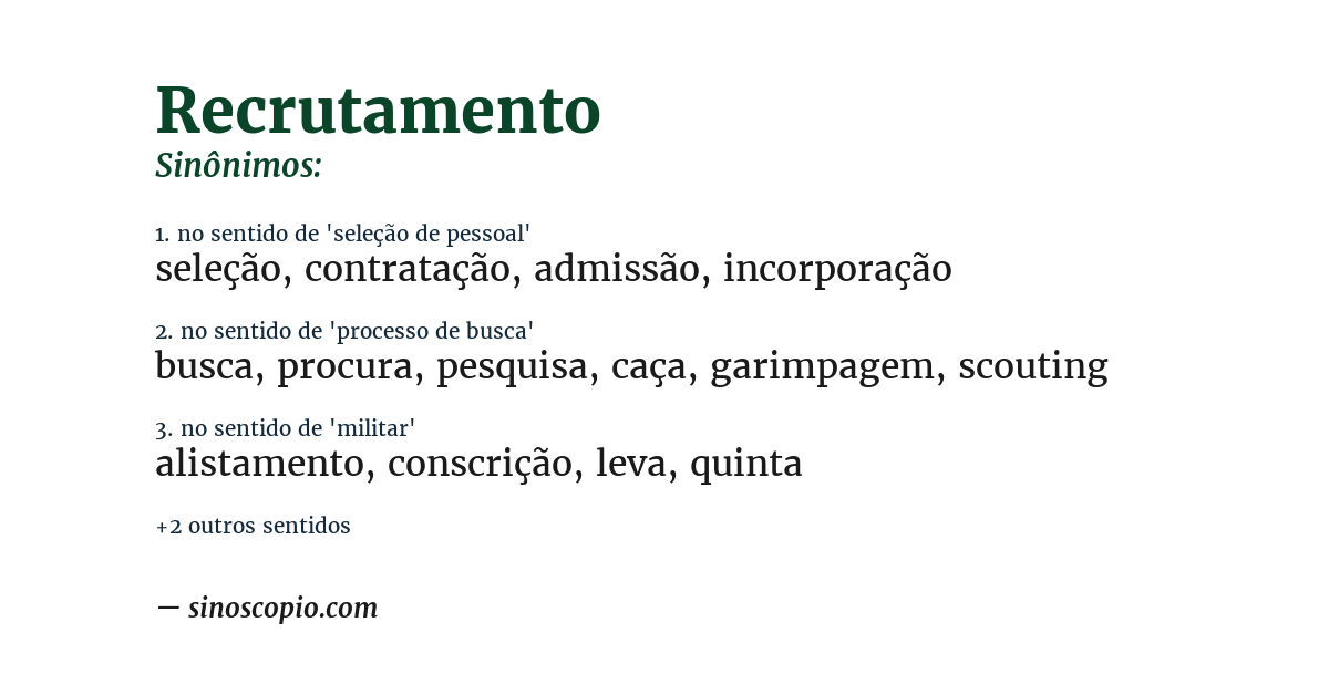 Sinônimo de recrutamento