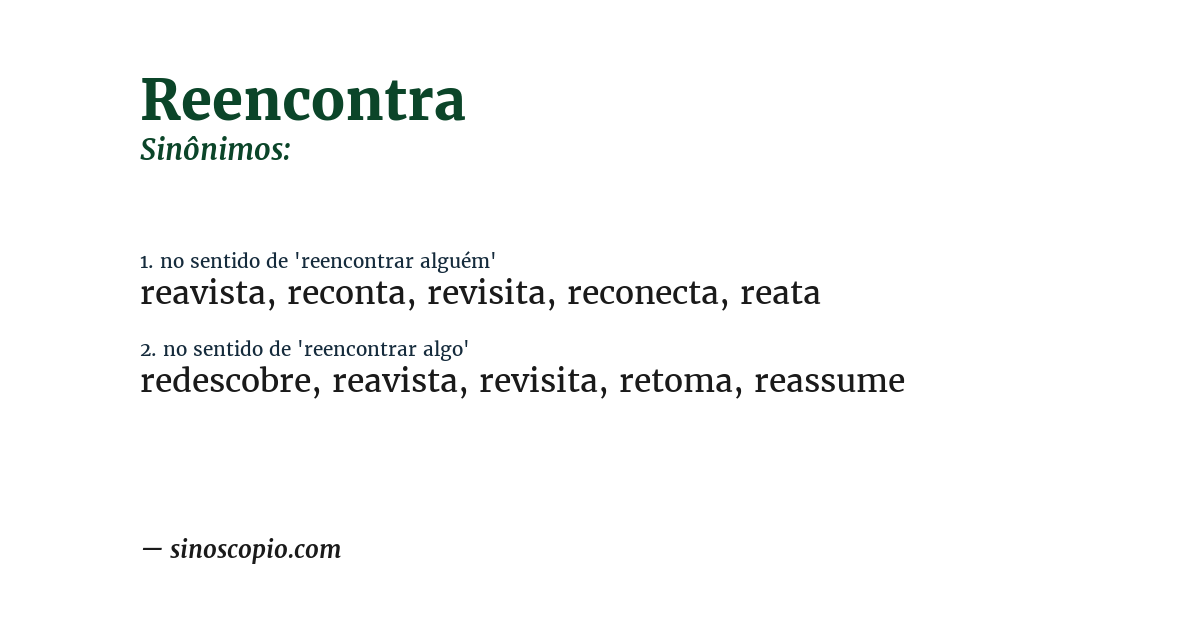 Sinônimo de reencontra