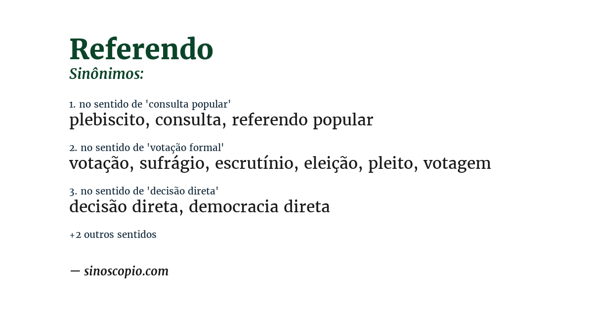 Sinônimo de referendo