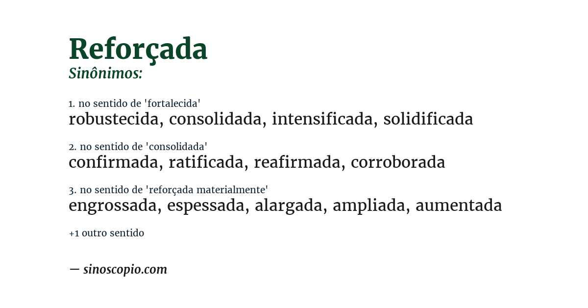 Sinônimo de reforçada