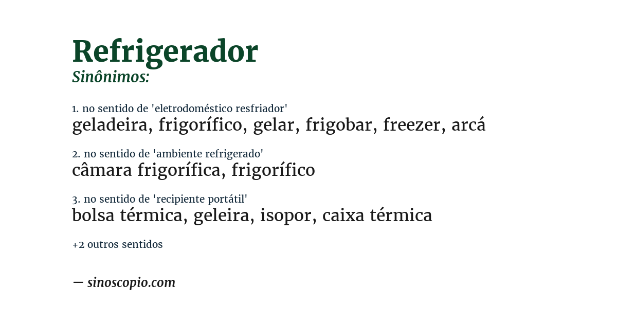 Sinônimo de refrigerador