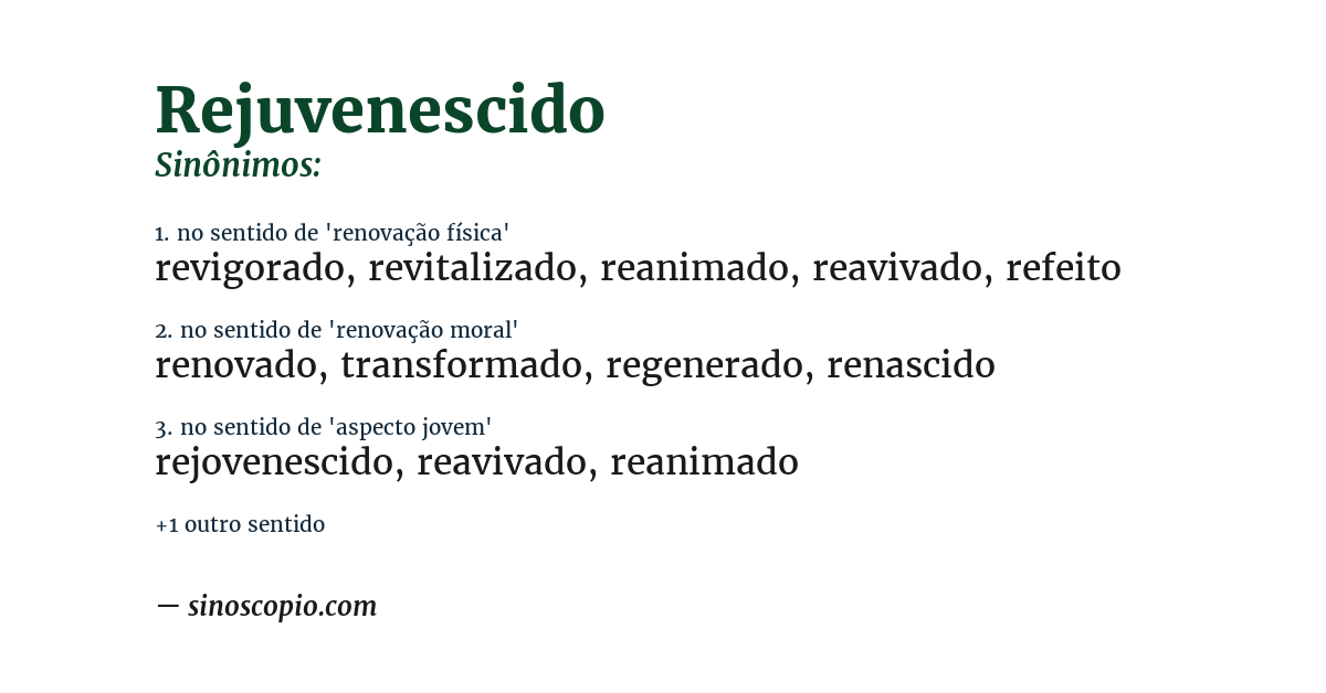 Sinônimo de rejuvenescido