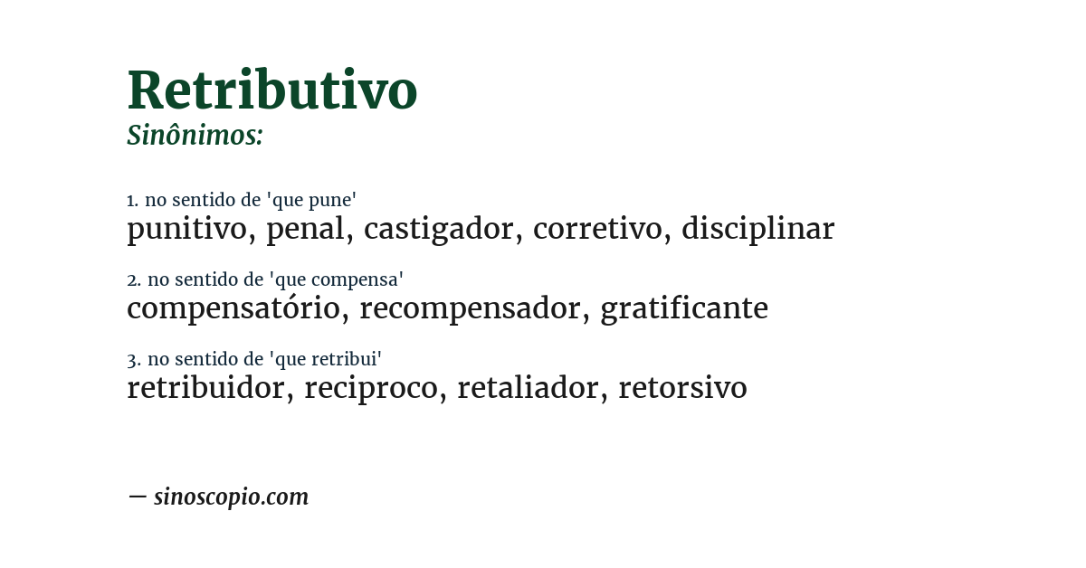 Sinônimo de retributivo