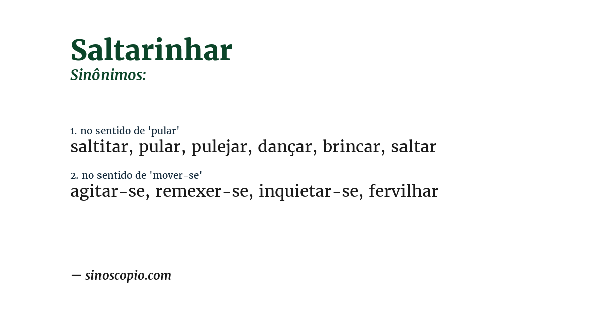 Sinônimo de saltarinhar