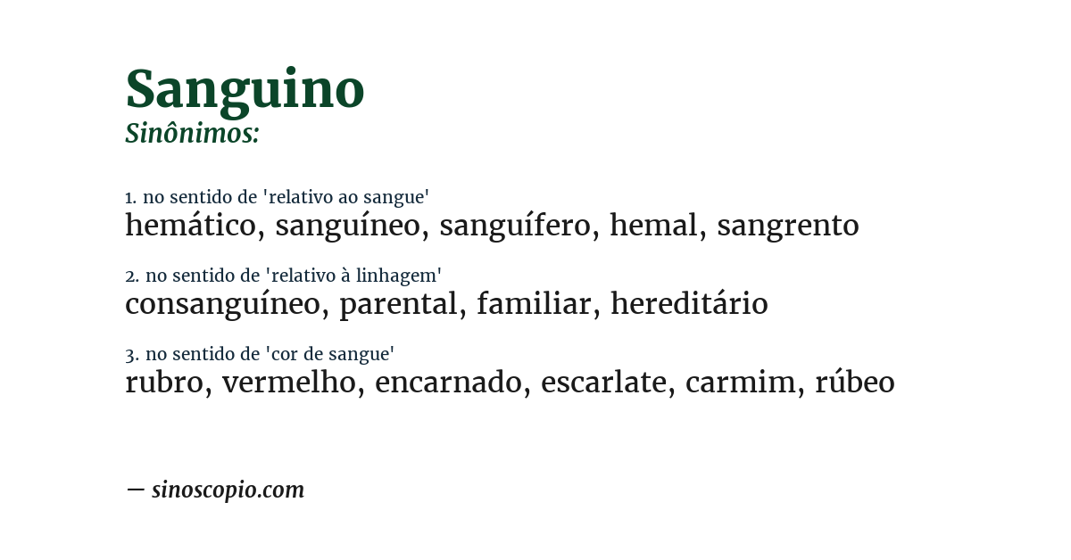 Sinônimo de sanguino