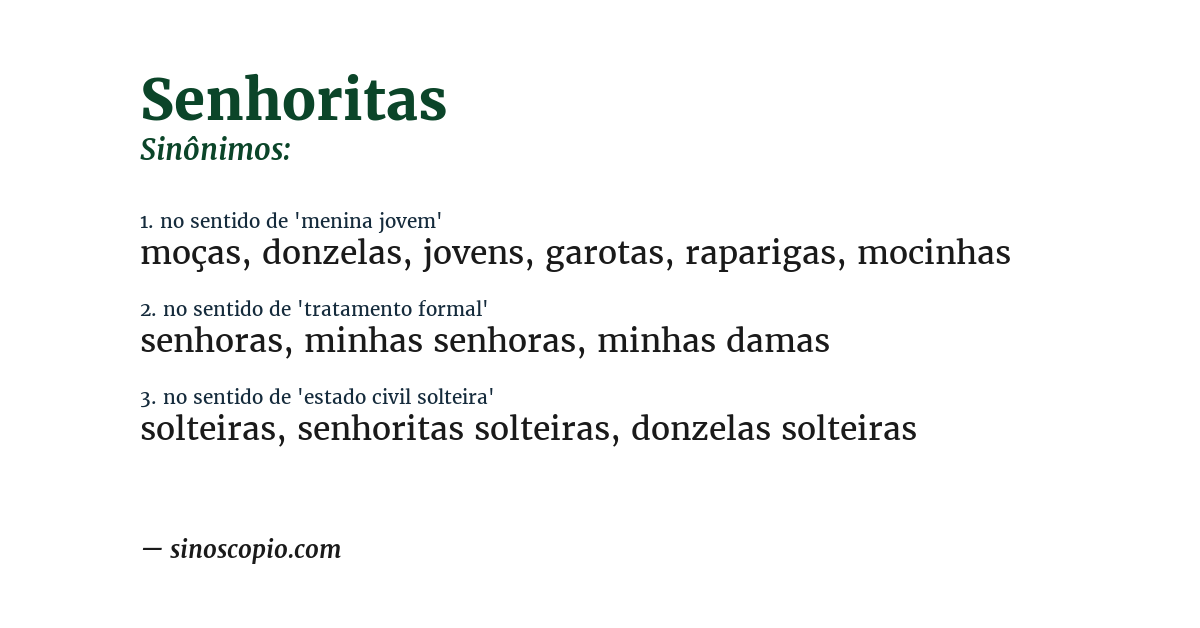 Sinônimo de senhoritas