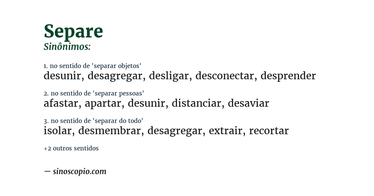 Sinônimo de separe