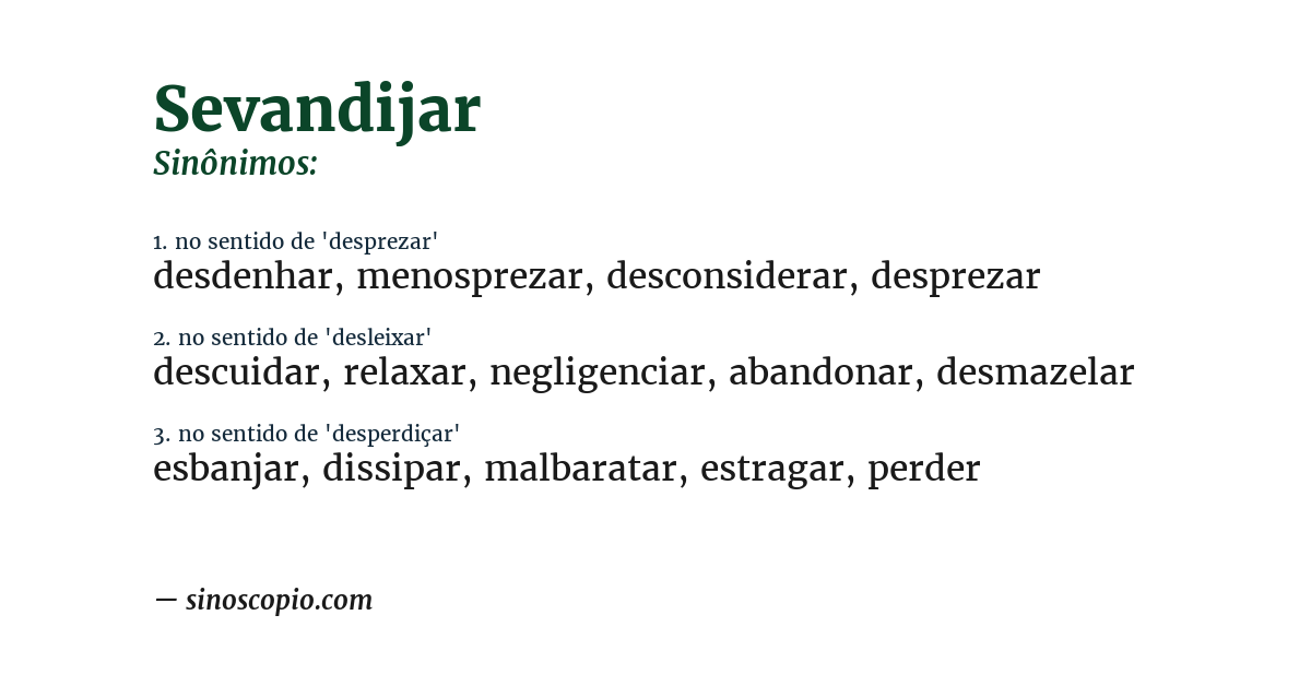 Sinônimo de sevandijar