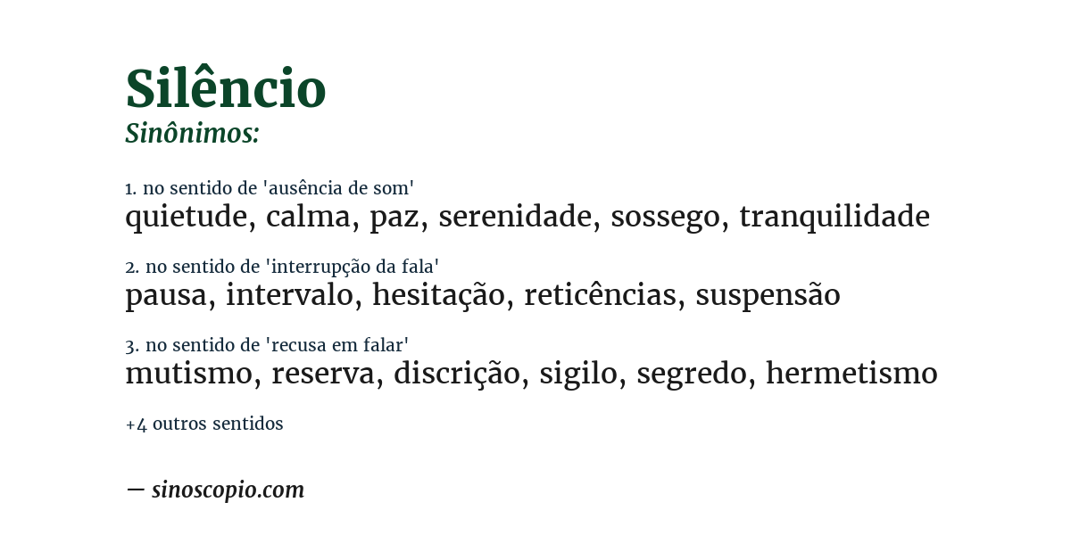 Sinônimo de silêncio