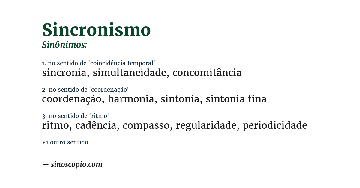 Sinônimo de sincronismo
