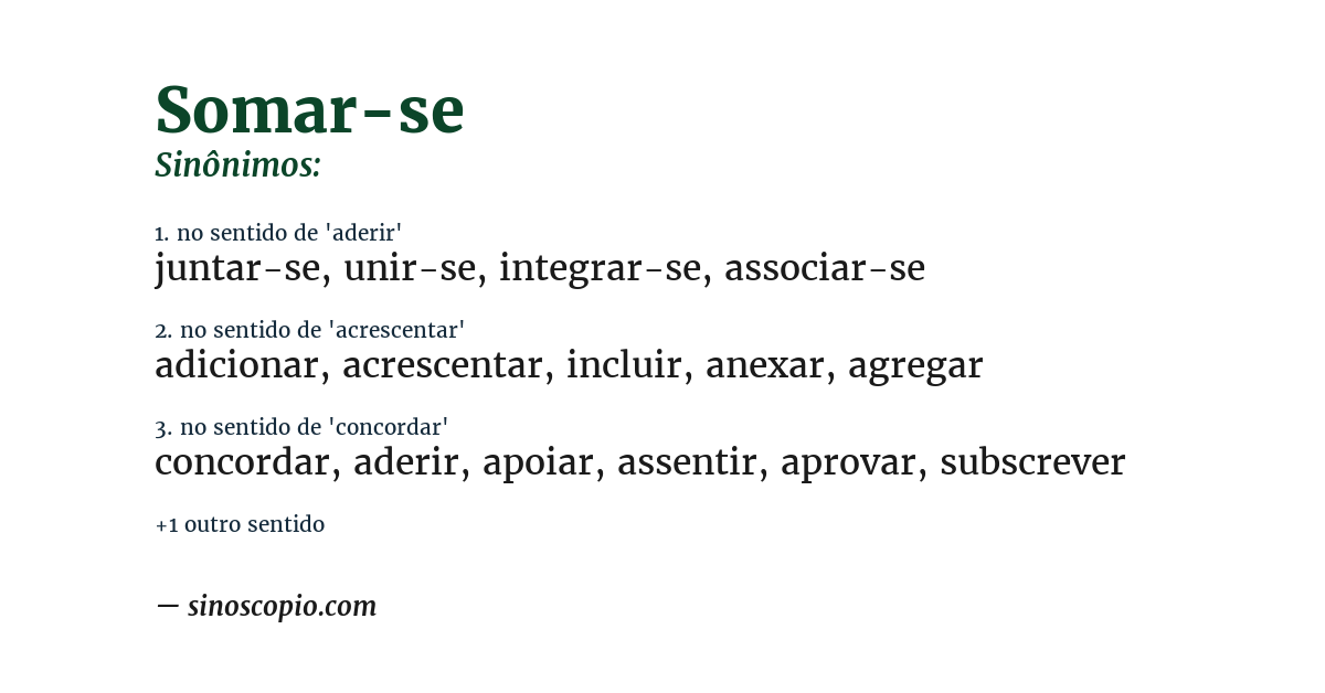 Sinônimo de somar-se