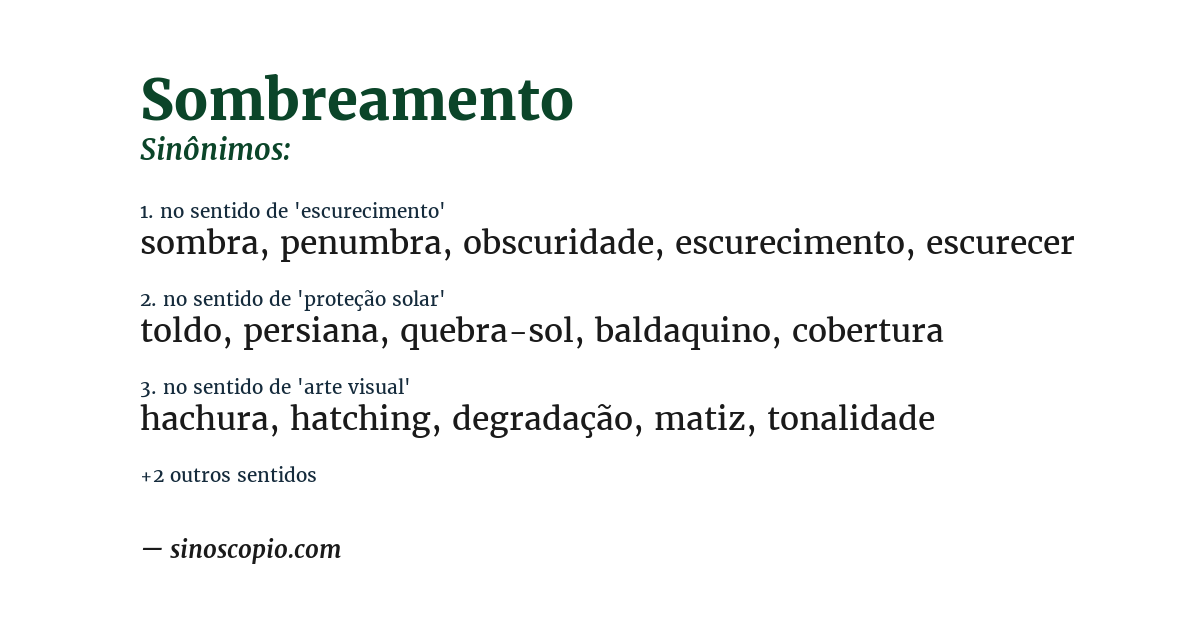 Sinônimo de sombreamento