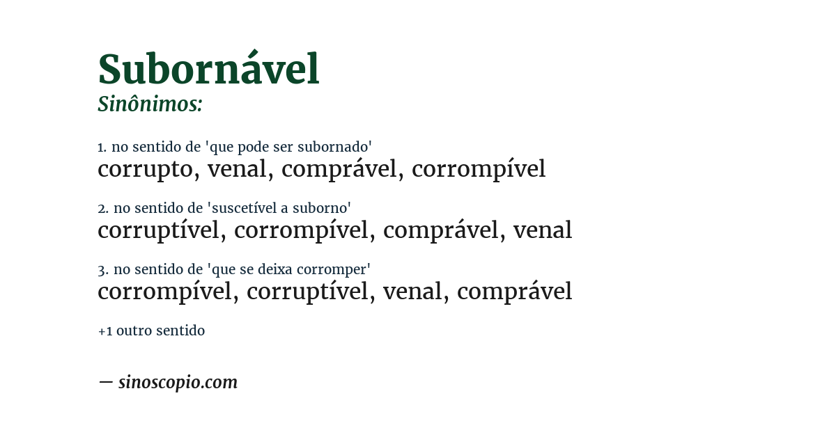 Sinônimo de subornável