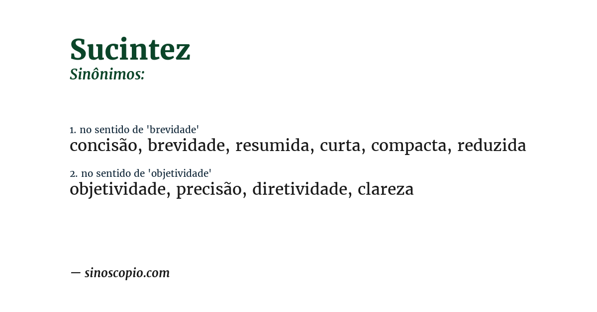 Sinônimo de sucintez