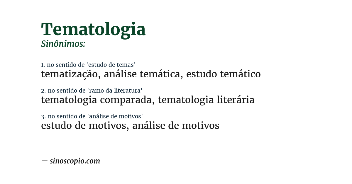 Sinônimo de tematologia