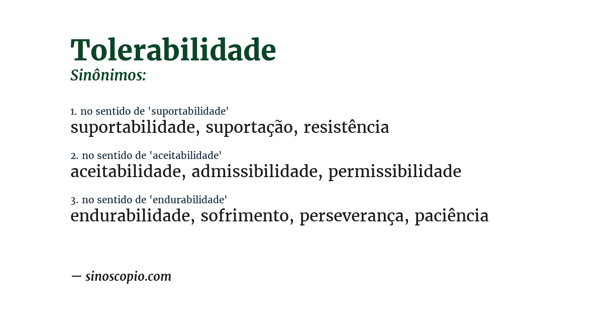 Sinônimo de tolerabilidade